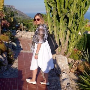 White sleeveless dress from Ann Taylor.